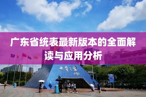 广东省统表最新版本的全面解读与应用分析