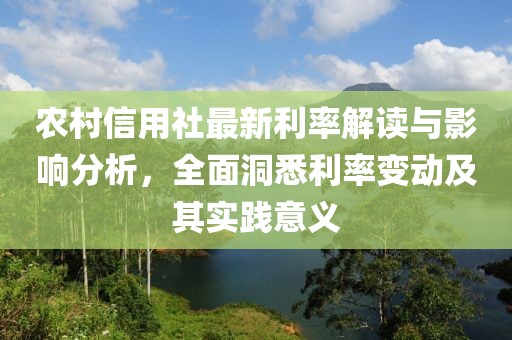 农村信用社最新利率解读与影响分析，全面洞悉利率变动及其实践意义